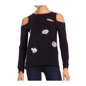 Women's cold shoulder sweater with patch medium